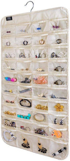 BB Brotrade Hanging Jewelry Organizer,Accessories Organizer,80 Pocket Organizer for Holding Jewelries（Beige） by BBBrotrade