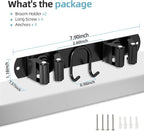Broom Holder Wall Mount, Stainless Steel Mop and Broom Organizer, Broom Hanger with 2 Slots 2 Hooks for Home Kitchen, Garage, Garden and Laundry Room, Black - Image 2