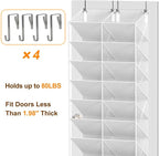 UVIAHOMI 20-30 Pairs Over the Door Shoe Organizer, Clear Pockets Hanging Shoe Storage for Closet, 10-Tier Door Shoes Rack, Handing Shoes Holder Fit All the Family's Sneakers, Boots, Heels, White - Image 8