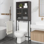 Launica 65 Inch Over The Toilet Storage Cabinet Wood and Metal Dark Gray - Image 10
