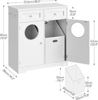 HOOBRO Double Laundry Hamper Cabinet, Hidden Laundry Cabinet with 2 Drawers & 2 Baskets, 20 Gallon Farmhouse Bathroom Laundry Hamper with 2 Clothes-Toss Holes, White WT36XY01 - Image 3