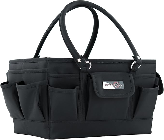 Everything Mary Deluxe Store & Tote Organizer – Black Craft Caddy with Handle – Collapsible Bag for Sewing, Scrapbooking, Art Supplies & DIY Project Organization by EverythingMary