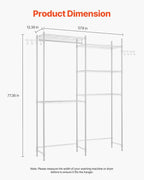 VEVOR Over the Washer and Dryer Storage Shelf, 5 Tier Laundry Room Drying Rack with Hanger Rod and Hooks, Adjustable Over Washer and Dryer Shelves, Laundry Room Shelf Storage Space Saver, White - Image 3