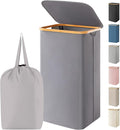 Lifewit 105L Laundry Basket with Lid, Clothes Hampers for Laundry with Bamboo Handles and 1 Removable Bag, Large Foldable Laundry Hamper for Bedroom, Bathroom, Dorm, Laundry Room, Gray by Lifewit