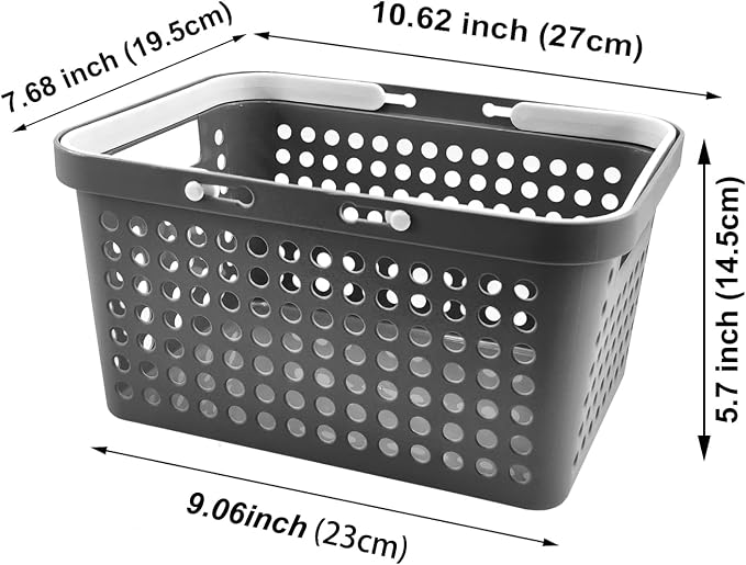 Plastic Shower Caddy Basket with Handles, Cleaning Supply for Dorm, School, Camping, Travel, Bathroom (light grey 2 pack) - Image 2