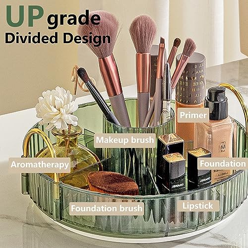 Asayuee 360 Rotating Makeup Organizer,3 Tier Large Capacity Make Up Organizers and Storage,Skincare Perfume Vanity Organizers,Bathroom Cosmetics Storage Organizer Countertop (Green) - Image 2