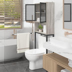 Launica 65 Inch Over The Toilet Storage Cabinet Wood and Metal Light Grey - Image 9