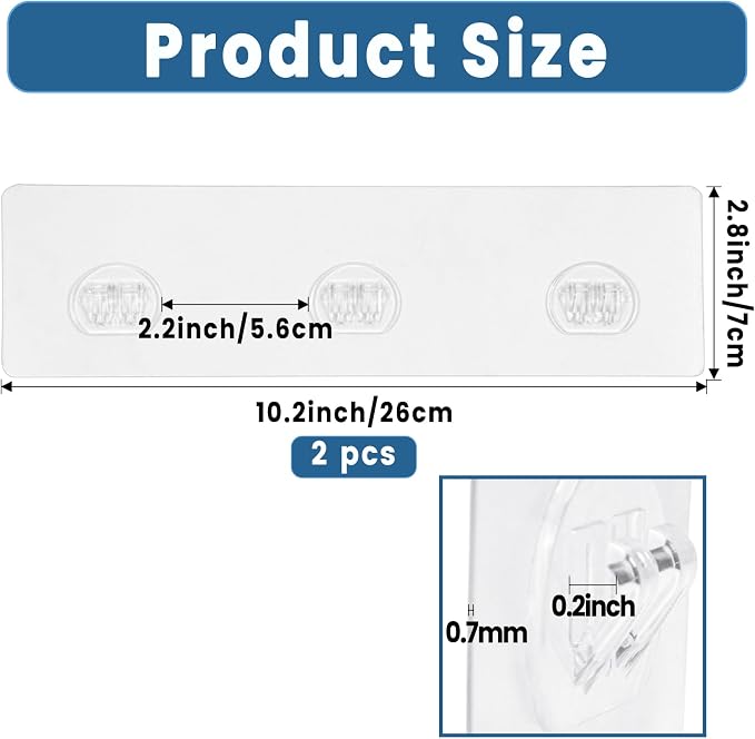 2 Pack Shower Caddy Adhesive Replacement, Shower Shelf Strong Adhesive Hooks, No Drilling, Transparent WaterProof Strips for Bathroom Shelves & Kitchen Racks - Image 5
