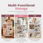 Masirs 360 Rotating Makeup Organizer Countertop, Adjustable Shelf, White - Image 6