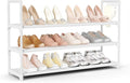 VILICK Shoe Rack for Closet Shoe Organizer Space Saver Storage for 12-15 Pair Shoe Shelf with Hook Free Standing 3 Tier Shoe Rack Organizer for Entryway, Small Spaces, White by VILICK