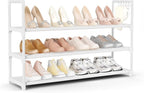 VILICK Shoe Rack for Closet Shoe Organizer Space Saver Storage for 12-15 Pair Shoe Shelf with Hook Free Standing 3 Tier Shoe Rack Organizer for Entryway, Small Spaces, White by VILICK