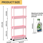 SPACEKEEPER Slim Rolling Storage Cart, 4 Tier Bathroom Cart Organizer, Pink - Image 4