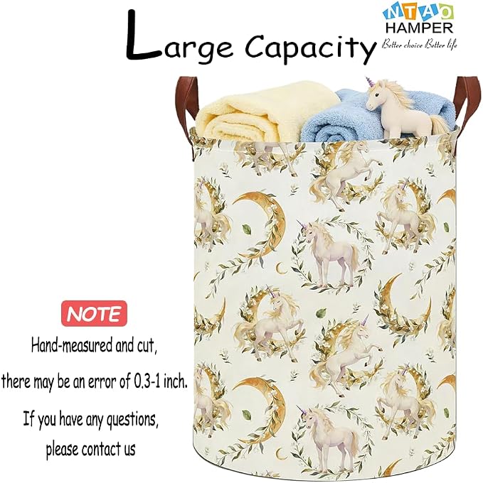 Lindo Dreamy Unicorn Laundry Hamper, Laundry Basket, Baby Nursery Hamper, Waterproof Storage Bin, Clothes Organizer Basket, Room Decor (Moonlight Unicorn) - Image 3