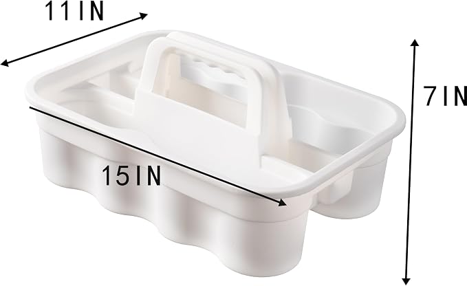 Matthew 3 Pack Large Plastic Tote Tool & Deluxe Supply Cleaning Caddy with Handle Portable Shower Basket Storage Caddy for Cleaning Products,Take-Out Drink,Bathrooms - White - Image 3