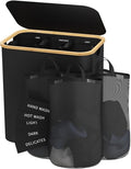 160L Laundry Hamper with Lid, 3 Section Laundry Basket with 3 Removable Bag by Bathola