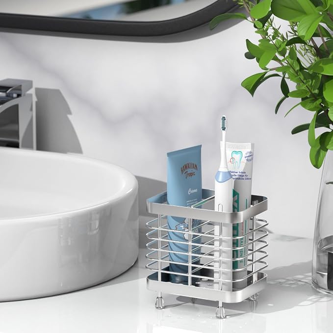 Luxspire Toothbrush Holders for Bathroom, Stainless Steel, 2 Slots, Silver - Image 6