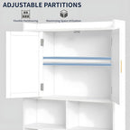 VECELO Over The Toilet Storage Cabinet, Storage Cabinet Over Toilet with Adjustable Shelves & Toilet Paper Holder Stand, Home Space-Saving Toilet Storage, for Bathroom, Restroom, Laundry, White - Image 5