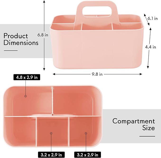 Tiawudi Multipurpose Caddy Organizer, Plastic Caddy with Handle, Stackable Desk Organizer for Stationery, Marker and Pencil, Office Supplies Organizer, Dorm Caddy - Image 2