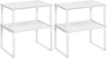 SONGMICS Cabinet Organizer Shelf, Set of 2 Kitchen Counter Shelves, Kitchen Storage, Spice Rack, Stackable, Expandable, Metal and Engineered Wood, Cloud White and Snow White UKCS02W01 (Pack of 2) by Unknown