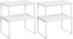 SONGMICS Cabinet Organizer Shelf, Set of 2 Kitchen Counter Shelves, Kitchen Storage, Spice Rack, Stackable, Expandable, Metal and Engineered Wood, Cloud White and Snow White UKCS02W01 (Pack of 2) by Unknown