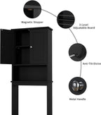 Shintenchi Over the Toilet Storage Cabinet, Bathroom Shelf Organizer with Anti-Tip Device Small Freestanding Space Saver with Adjustable Shelf，Black - Image 7