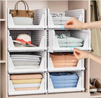 caktraie 4 Pack Stackable Closet Storage Basket - Stackable Storage Bins | Multifunctional & Foldable Closet Organizer Waterproof, Wardrobe Cupboard Space-Saving Storage Drawer Organizer - Image 6