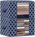 Storage Bags 100L 2Pack Clothes Organization and Storage Containers | Large Blanketfor Bedding, Comforters, Foldable Organizer with Reinforced Handle, Clear Window, Sturdy Zippers, Blue by WiseLife