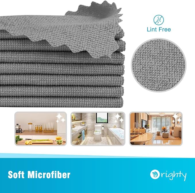 Orighty Microfiber Cleaning Cloth, 400 Pack Highly Absorbent Cleaning Rags, Household Cleaning Supplies, Reusable Microfiber Towels Lint Free Cloths for House, Kitchen, Car Care, 12x11 inch, Grey - Image 2