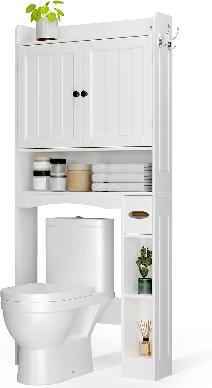 Ahomly Over The Toilet Storage Cabinet, 32.3" W x 70.3" H, White - Image 9