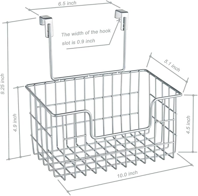 JUNCHU CHERRY Wire Hanging Storage Basket 2 Packs, Wall Mounted Kitchen Bathroom Storage Basket, Multi-Functional, No Punching, Strong Bearing, Chrome - Image 2