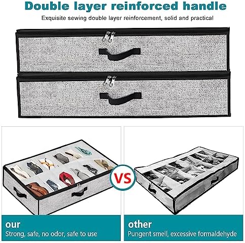 Under Bed Shoe Storage Organizer 2pc Fits 24 Pairs Container Boxes - Image 4