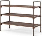 Kitsure Shoe Rack for Closet, Shoe Storage, 27.6" Wide - 3 Tiers, Brown | Shoe Organizer for Closet, Entryway, Living Room, Space-Saving Shoe Shelf, Sturdy Zapateras Organizer by Kitsure