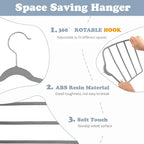 Tinfol 6pc Velvet Pant Hangers - Gray Space Saving Non-Silp Hangers, Jeans Slack Trousers Hanger, Multi Layer Clothes Hanger Closet Organizer for Clothes - Image 6