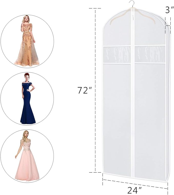 Zilink Dress Bags for Gowns Long Garment Bags for Long Dresses 72 in, 4Pack - Image 2