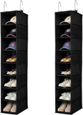 Berdeng Hanging Shoe Organizer for Closet with Side Mesh Pockets，Hat Racks for Baseball Caps，Shoe and Hat Holder & Storage，8-Shelf，Black，2 Pack by Berdeng