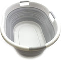 SAMMART 57L (15 Gallons) Collapsible 3-Handled Plastic Laundry Basket - Oval Tub - Portable Washing Tub-Space Saving Laundry Hamper, Water Capacity 44L / 11.6 Gallon (1, Grey) by SAMMART