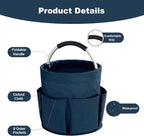 17L Cleaning Caddy with Handle, Cleaning Supplies Organizer, Foldable Storage Basket, Cleaning Supply Caddy, Portable Multi Cleaning Bucket Bag for Home, Garden (Blue) - Image 5