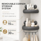 Corner Shower Caddy Suction Cup, Removable Bath Organizer Shelves - Image 4