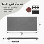 2PCS 10"x 5" Large Bathroom Sink Vanity Trays, Water Absorbing Diatomite Stone Quick Drying Mat for Kitchen Counter, Dish Rack Dispensers Sponge Holder Caddy Organizer, Dark Gray, - Image 4