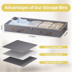FHSQX Under Bed Storage Container 2Pack 3 Inches Low Profile Under-bed Organizer Bins Slim Under Couch Storage Box Ideal For Seasonal Clothes Blankets Towel Fabric (2, Drak Grey, 31.5 * 17 * 3in) - Image 4