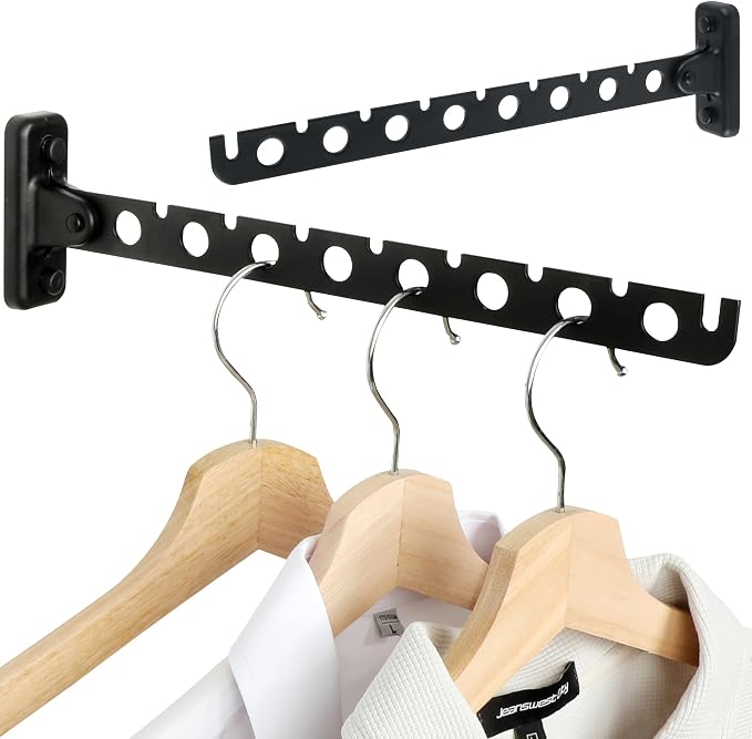 Alise Clothes Drying Racks Wall Mounted Coat Hangers,Black,2 Pcs by Alise
