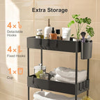 Pipishell 4 Tier Slim Storage Cart with Wheels, Laundry Cart, Black - Image 4
