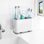 Toothbrush and Toothpaste Holders for Bathrooms Countertop - Detachable 5 Slots Kids Electric Toothbrush Holders Set Wall Mounted with Removable Dividers for Bathroom Decor and Accessories Organizer by Homtalker