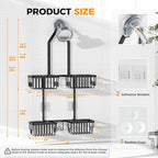 Adjustable Aluminum Shower Caddy Hanging for Handheld Showerhead, Black - Image 7