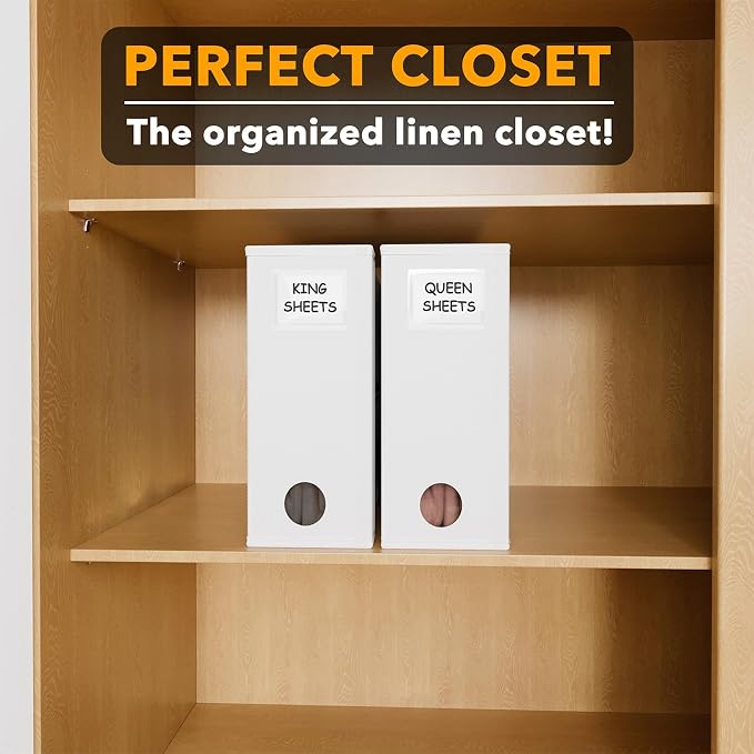 SpaceAid 2 Pack Bed Sheet Organizers and Storage, Foldable Sheet Organizer for Linen Closet, Sheets Set Folder Keeper with Window XL (Queen & King Size) Organizing Bedding Container, White - Image 5
