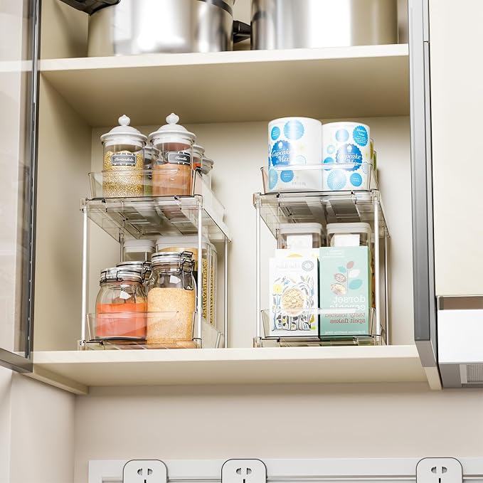 Yieach 2 Pack 10.6″ High Pull Out Medicine Cabinet Organizer for Vitamin,Pill Bottle and Supplement,2 Tier Slide out Under the Sink Organizer,Bathroom Vanity Storage and Cupboard Undersink Organizers - Image 8