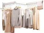 ZdwCyl Clothes Drying Rack,Laundry Drying Rack Wall Mount, Wall Mounted Clothes Rack,Retractable,Collapsible(Tri-Fold),Drying Rack Clothing,can Fold Upward & Left & Right,Space Saver, White Color by ZdwCyl