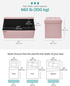 SONGMICS 30 Inches Folding Storage Ottoman Bench, Load 660 lb | Ottoman Foot Rest, Storage Chest, for Living Room, Entryway, Jelly Pink and Ink Black, MINOTA Collection ULSF047R11 - Image 3