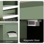 Shintenchi Over the Toilet Storage Cabinet, Bathroom Storage Cabient with Barn Doors, Bathroom Storage Shelf Organizer with Toilet Paper Holder, Adjustable Shelf and Anti-Tip Device, Green - Image 7