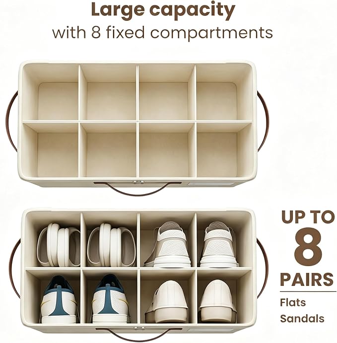 Varhomax Shoe Organizer Box for Closet, Foldable Storage Basket - Image 4